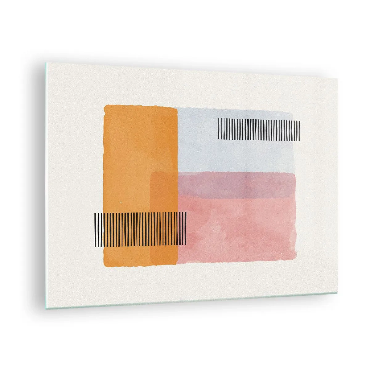 Quadro su vetro - Rettangoli astratti con linee in stile minimalista - 70x50cm - Da un angolo all'altro - Decorazione murale moderna per soggiorno e camera da letto ARTTOR