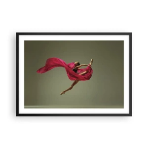Poster in cornice nera - Ballerina in posa dinamica con tessuto rosa - 70x50cm - Fiamma danzante - Decorazione murale moderna per soggiorno e camera da letto ARTTOR