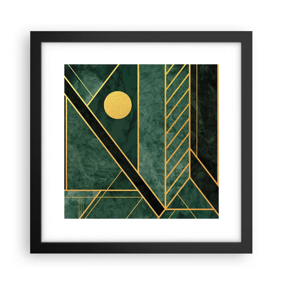 Poster in cornice nera - Dinamica di oro e azzurro - 30x30 cm