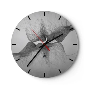 Orologio da parete - Orologio in Vetro - Maglie astratte che formano un bacio - 30x30cm - Il bacio del vento - Decorazione murale moderna per soggiorno, cucina e camera da letto ARTTOR