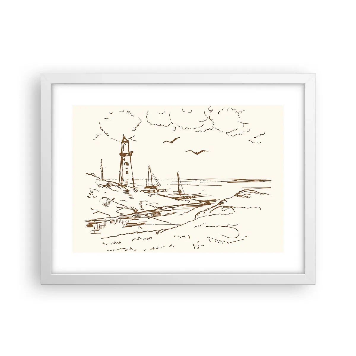 Poster in cornice bianca - Schizzo dei ricordi d'estate - 40x30 cm
