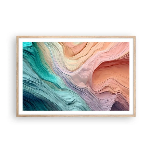 Poster in cornice rovere chiaro - Onda arcobaleno - 91x61 cm