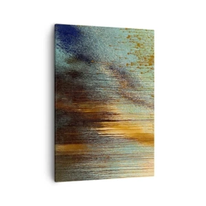 Quadro su tela - Stampe su Tela - Una composizione astratta di colori nelle tonalità dell'oro, del marrone e del blu. - 50x70cm - Composizione cromatica non casuale - Decorazione murale moderna per soggiorno e camera da letto ARTTOR