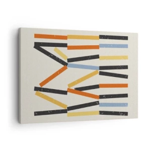 Quadro su tela - Stampe su Tela - Composizione astratta con rettangoli colorati e neri disposti orizzontalmente - 70x50cm - Composizione orizzontale - Decorazione murale moderna per soggiorno e camera da letto ARTTOR