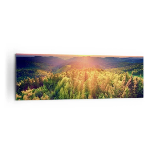 Quadro su tela - Stampe su Tela - Paesaggio forestale con tramonto sulle colline - 160x50cm - Vette e cime - Decorazione murale moderna per soggiorno e camera da letto ARTTOR