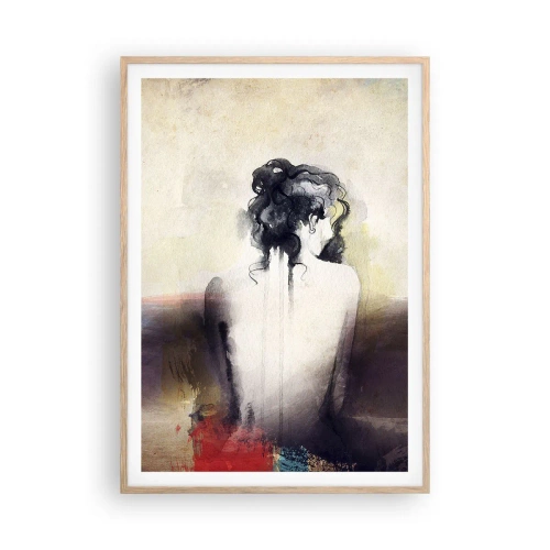 Poster in cornice rovere chiaro - Linee miti, forme ovali - 70x100 cm