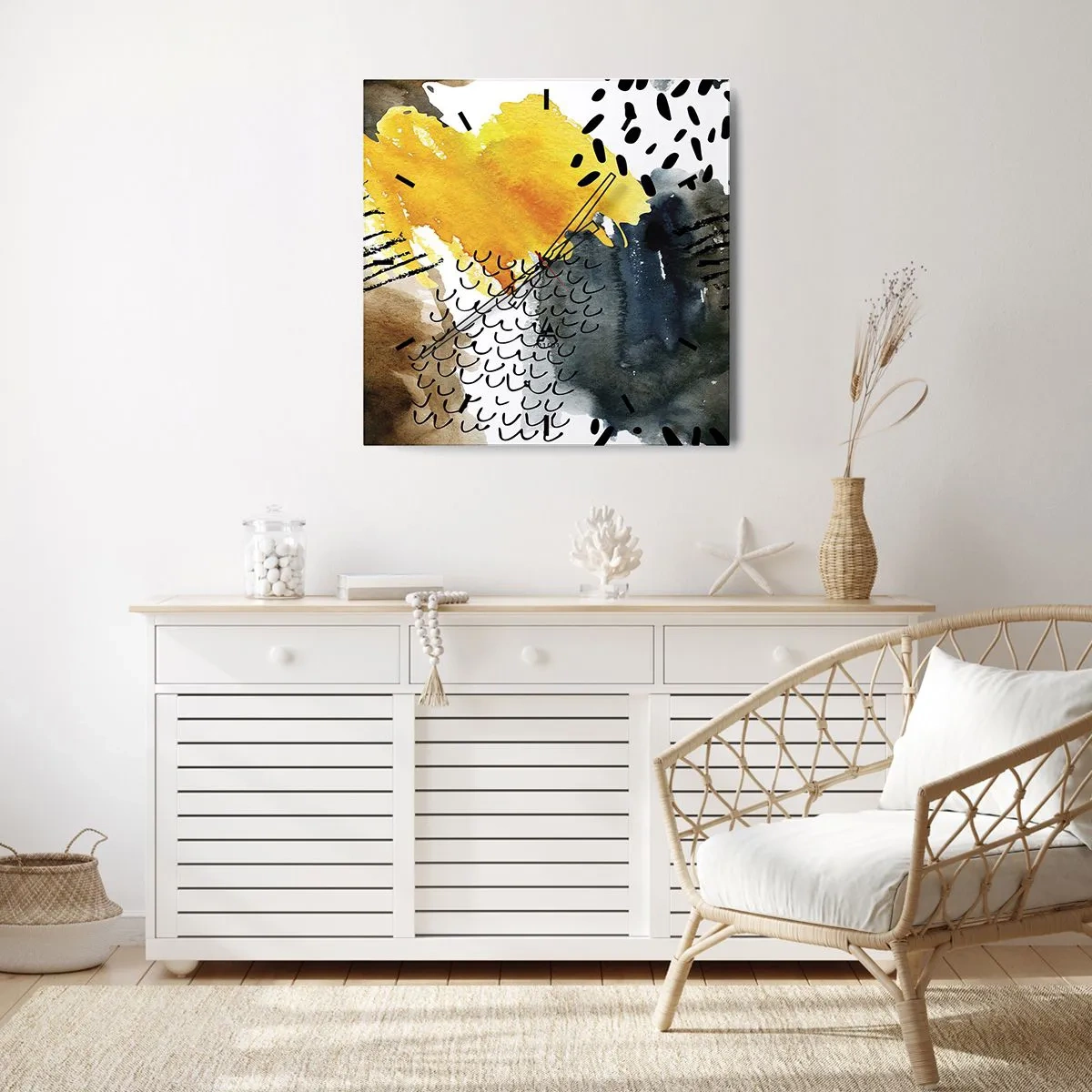 Orologio da parete - Orologio in Vetro - L'incontro degli elementi - 40x40 cm