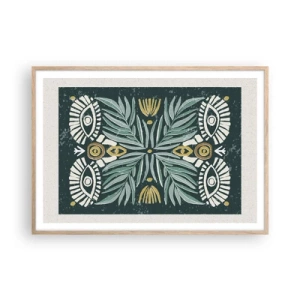 Poster in cornice rovere chiaro - Geometrie di arte popolare - 100x70 cm