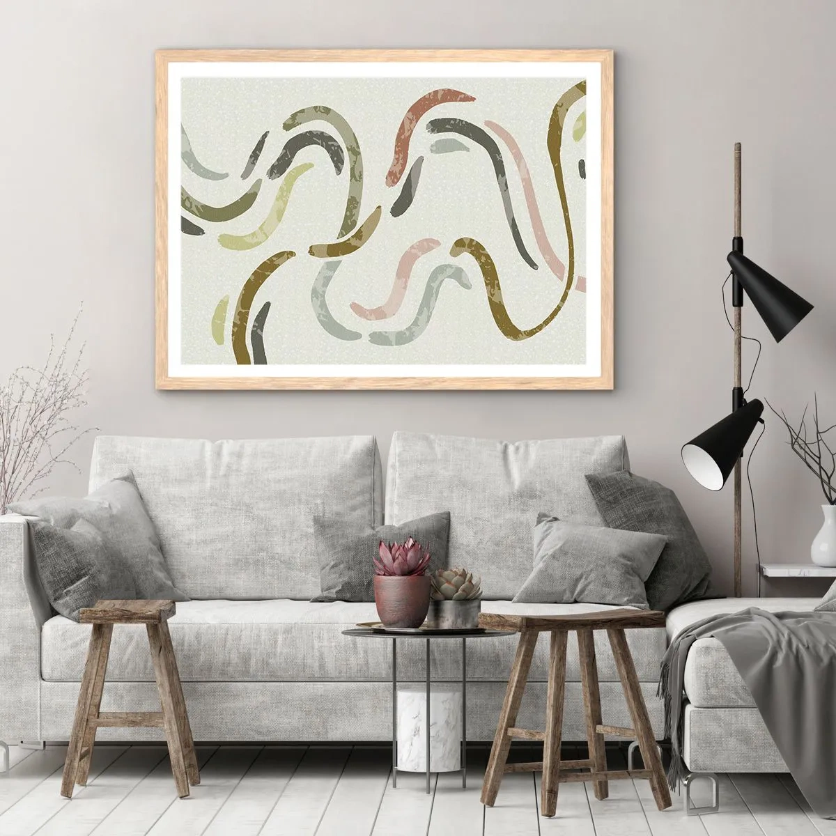 Poster in cornice rovere chiaro - La danza gioiosa dell'astrazione - 50x40 cm