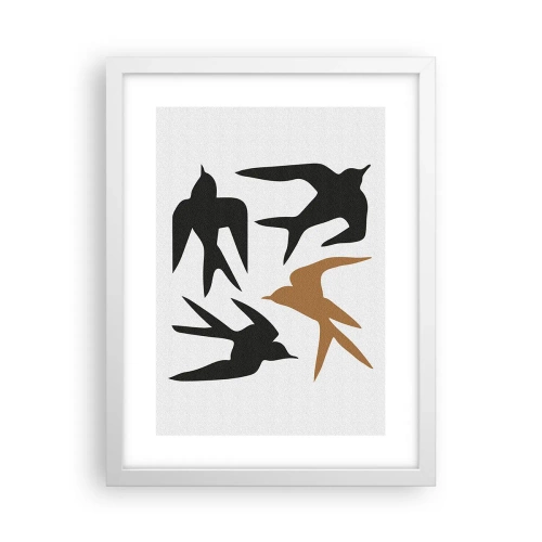 Poster in cornice bianca - Giochi di rondini - 30x40 cm