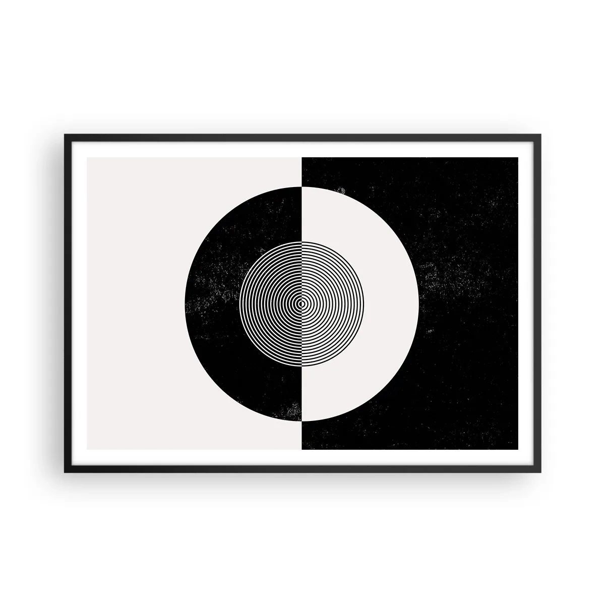 Poster in cornice nera - Motivo grafico in bianco e nero a contrasto - 100x70cm - Armonia in bianco e nero - Decorazione murale moderna per soggiorno e camera da letto ARTTOR