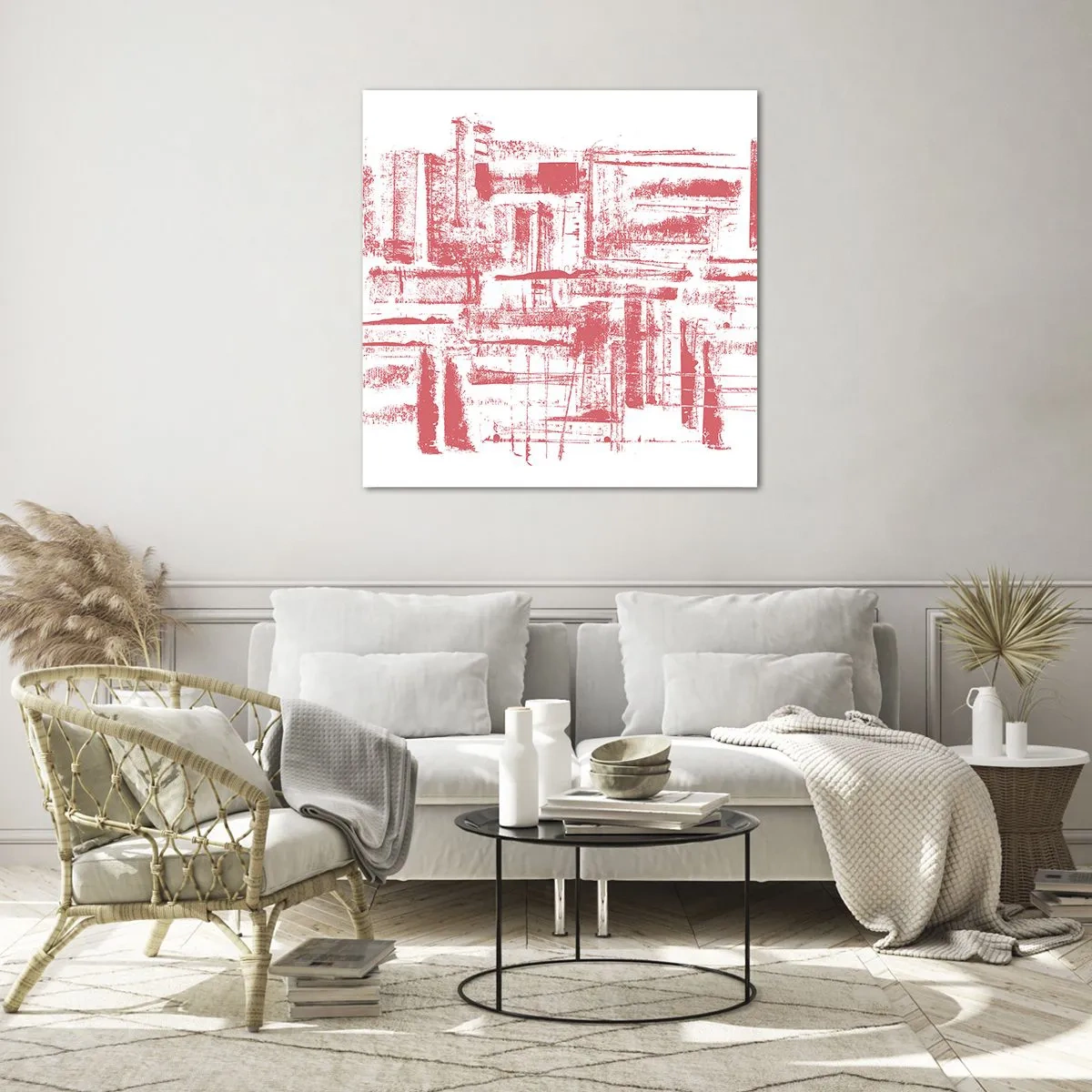 Quadro su vetro - Città rossa - 30x30 cm