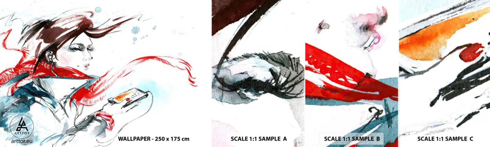 Campione Di Fotomurale Standard Eco - Sentire la musica dentro - Donna, Telefono, Moda - 100x30 cm