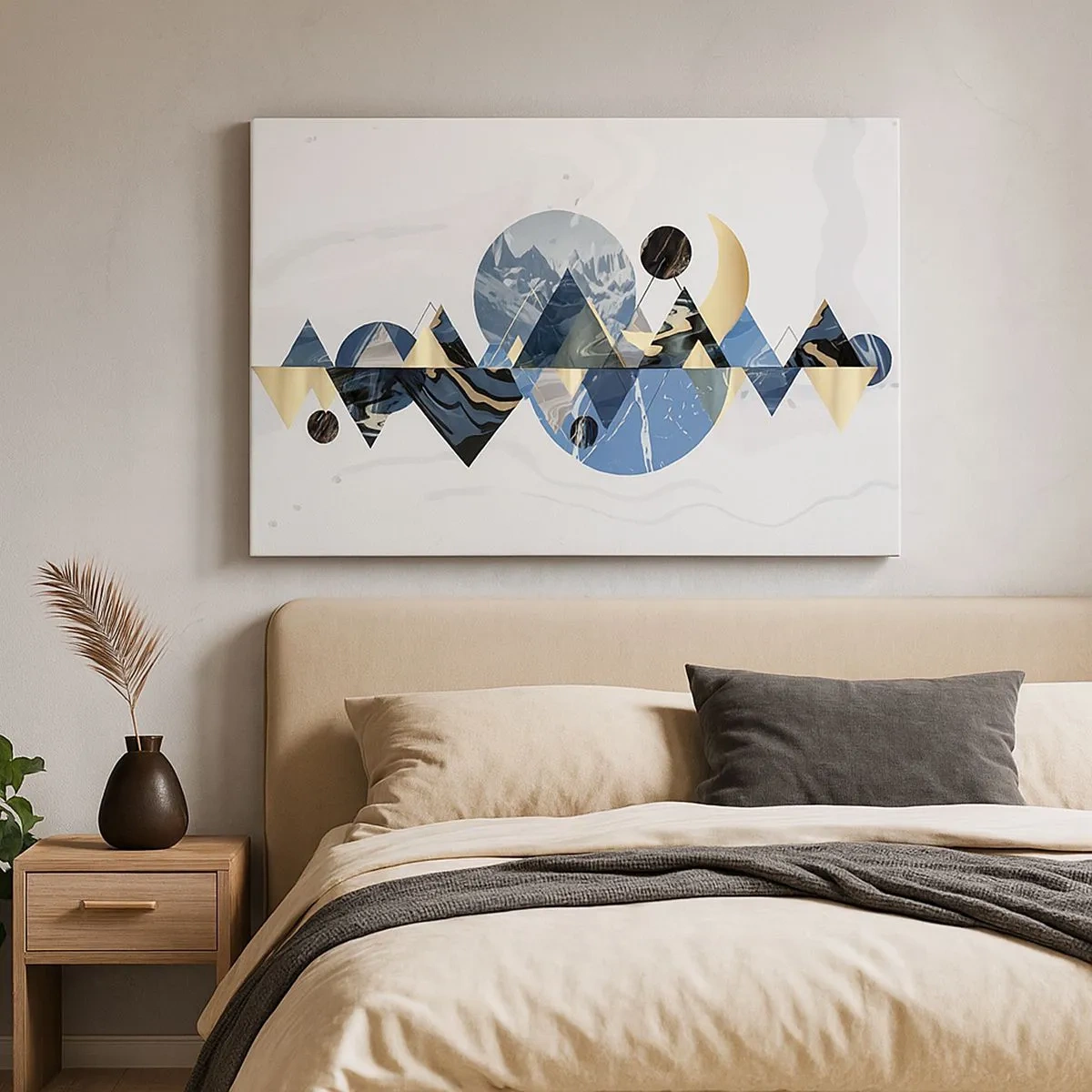 Quadro su tela - Stampe su Tela - Motivi geometrici astratti con motivi montani - 70x50cm - Paesaggio geometrico - Decorazione murale moderna per soggiorno e camera da letto ARTTOR