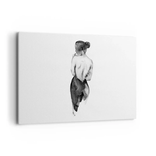 Quadro su tela - Stampe su Tela - La figura di una donna catturata in un delicato acquerello - 120x80cm - Accanto a lei il mondo scompare - Decorazione murale moderna per soggiorno e camera da letto ARTTOR