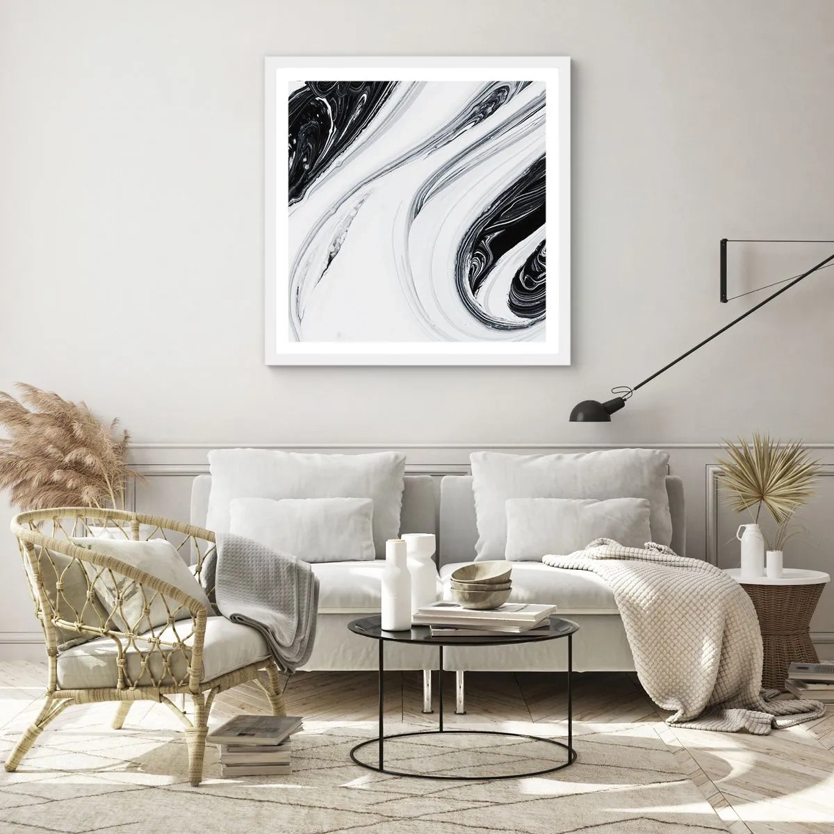 Poster in cornice bianca - L'unione degli opposti - 60x60 cm