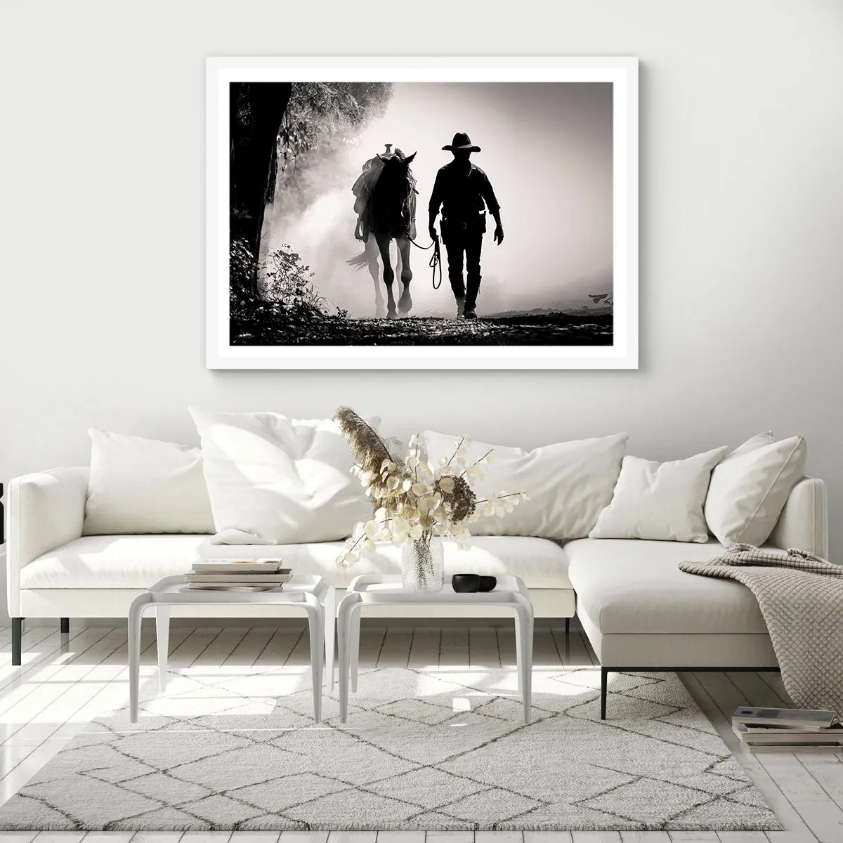 Poster in cornice bianca - Mattino texano - 91x61 cm