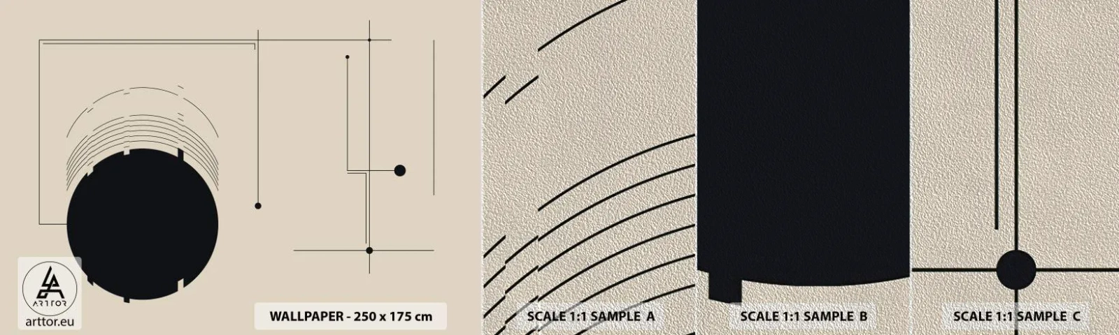 Campione di Fotomurale Premium Sand - Composizione elastica e dinamica - Geometrico, Minimalismo, Estetico - 100x30 cm