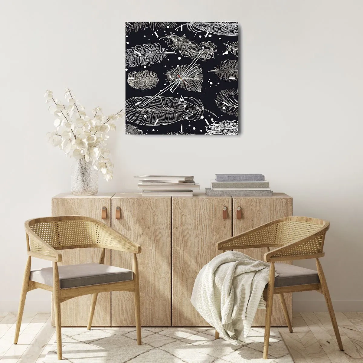 Orologio da parete - Orologio in Vetro - Pizzo piumato - 30x30 cm