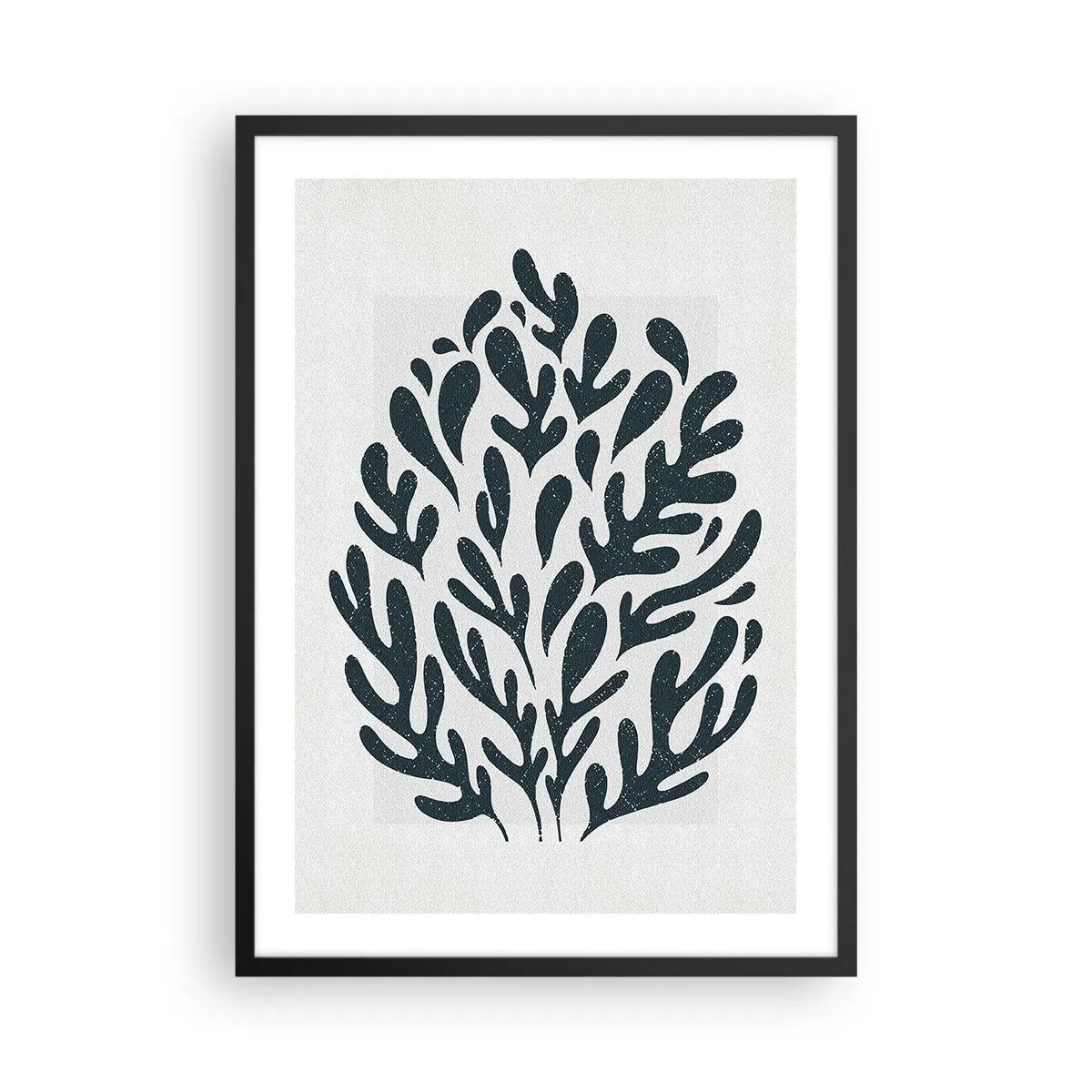 Poster in cornice nera - Composizione vegetale nera su sfondo chiaro - 50x70cm - Le forme della natura - Decorazione murale moderna per soggiorno e camera da letto ARTTOR