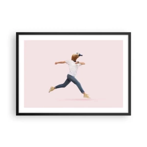 Poster in cornice nera - Una figura surrealista con la testa di un'anatra in movimento - 70x50cm - Un pizzico di assurdo - Decorazione murale moderna per soggiorno e camera da letto ARTTOR