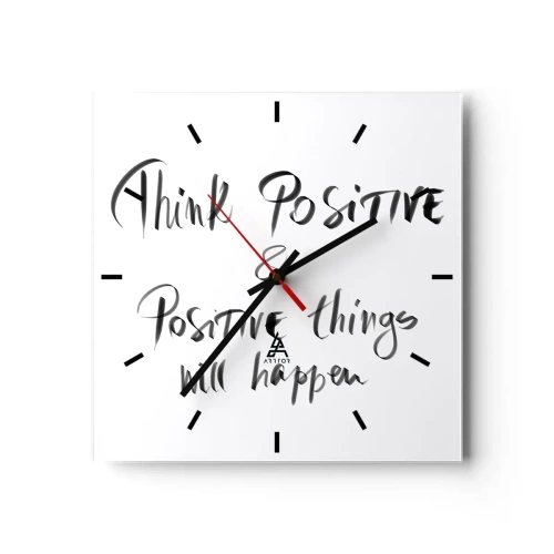 Orologio da parete - Orologio in Vetro - Lettering ispiratore in nero su sfondo bianco - 30x30cm - Come vivere? - Decorazione murale moderna per soggiorno e camera da letto ARTTOR