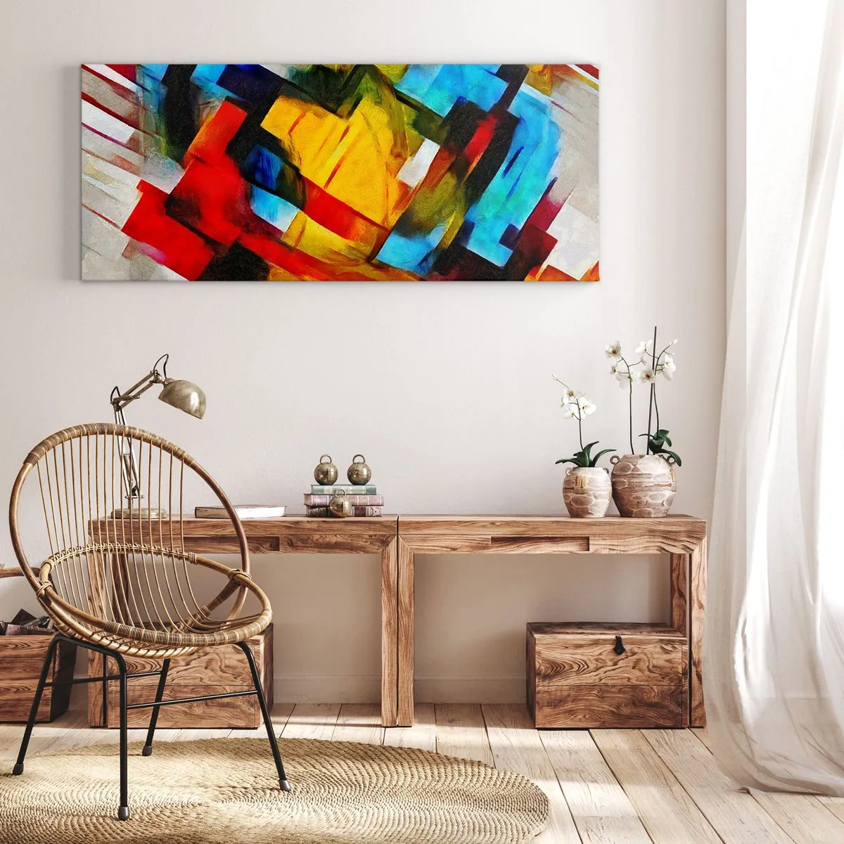 Quadro su tela - Stampe su Tela - Intreccio multicolore - 100x40 cm