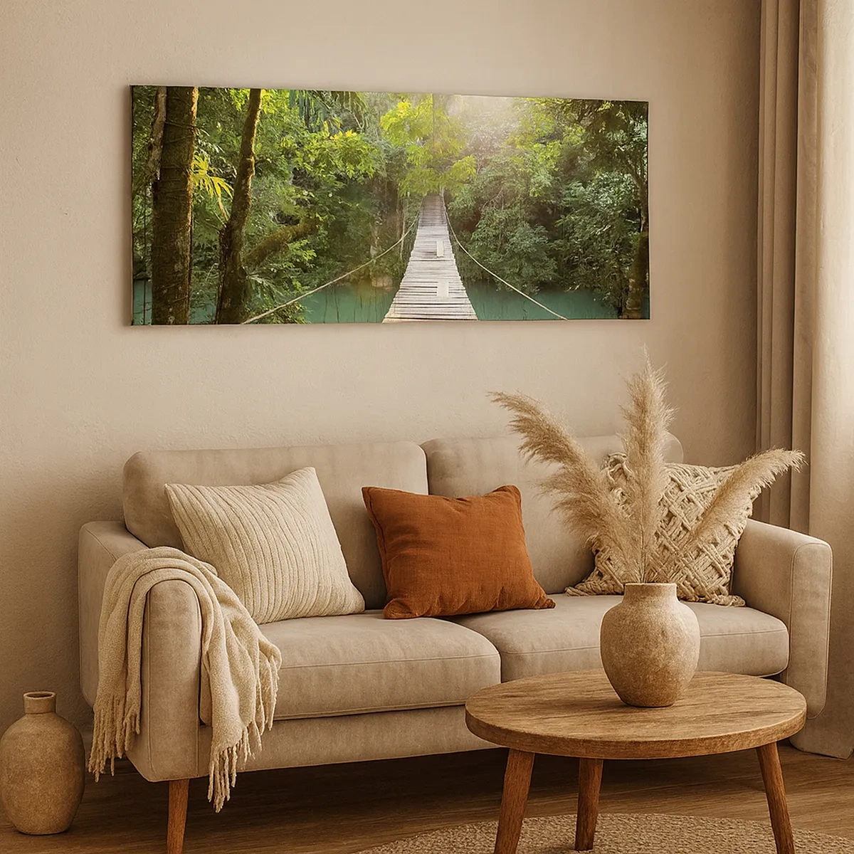 Quadro su tela - Stampe su Tela - Sull'acqua azzurra verso il bosco azzurro - 30x30 cm