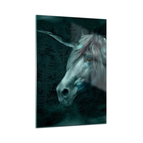 Quadro su vetro - Unicorno nella foresta misteriosa - 50x70cm - Nel bosco incantato - Decorazione murale moderna per soggiorno e camera da letto ARTTOR