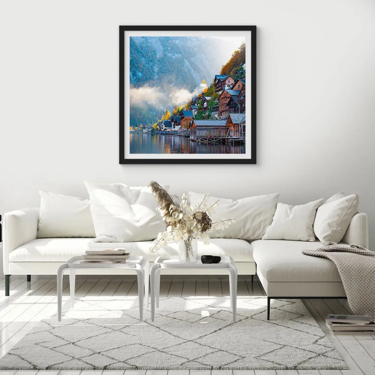 Poster in cornice nera - Atmosfera alpina - 40x40 cm