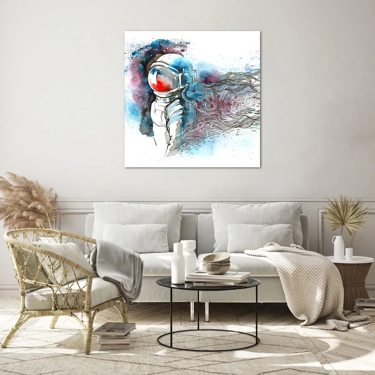 Quadro su vetro - Da solo nel cosmo - 40x40 cm