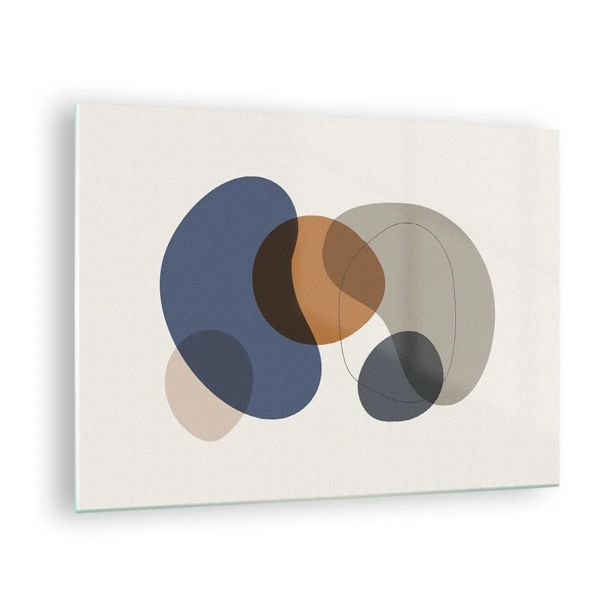Quadro su vetro - Macchie astratte colorate nelle tonalità del blu navy e del marrone - 70x50cm - Gocce di colore - Decorazione murale moderna per soggiorno e camera da letto ARTTOR
