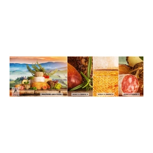 Campione Di Fotomurale Standard Eco - La gioia italiana della vita - Toscana, Paesaggio, Formaggi deliziosi - 100x30 cm