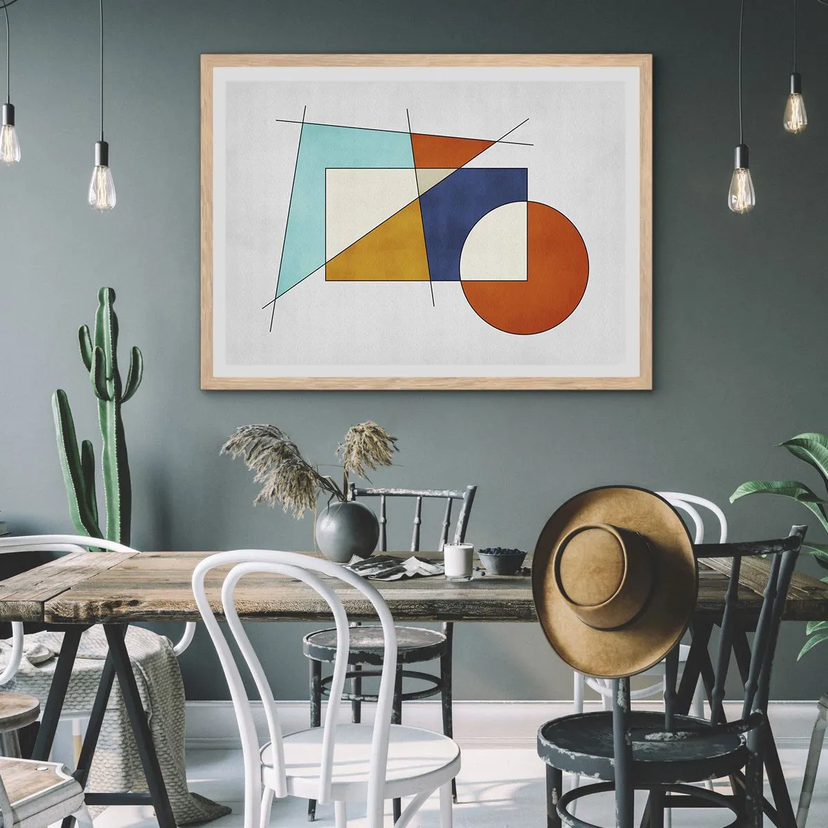 Poster in cornice rovere chiaro - Astrazione: gioco modernista - 40x30 cm