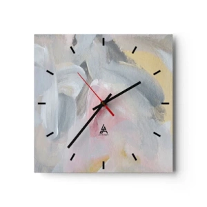 Orologio da parete - Orologio in Vetro - Pennellate pastello astratte nelle tonalità del rosa e del grigio. - 30x30cm - Nel mondo pastello - Decorazione murale moderna per soggiorno e camera da letto ARTTOR