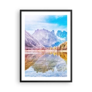 Poster in cornice nera - Paesaggio montano con lago e colori autunnali - 50x70cm - E nei monti è già autunno - Decorazione murale moderna per soggiorno e camera da letto ARTTOR