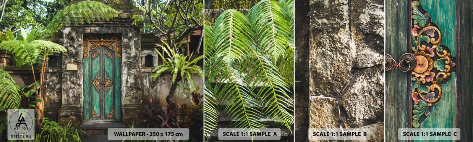 Campione di Fotomurale Adesivo Deluxe Sticker - Le porte verso un mondo esotico - Porta Con Ornamento, Architettura, Mistero - 100x30 cm