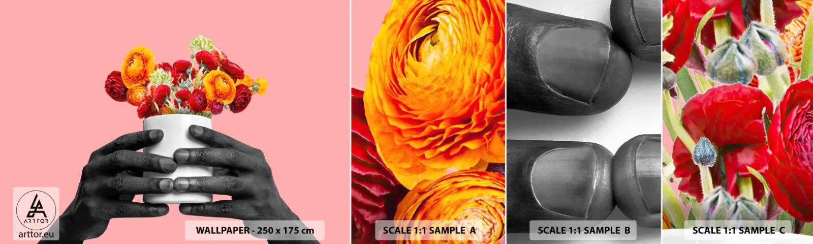 Campione Di Fotomurale Standard Eco - Apoteosi di vita - Astrazione, Pezzo, Fiori - 100x30 cm