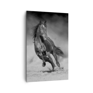 Quadro su tela - Stampe su Tela - Un cavallo bianco e nero che galoppa sulla sabbia - 80x120cm - Degno dell'emiro - Decorazione murale moderna per soggiorno e camera da letto ARTTOR