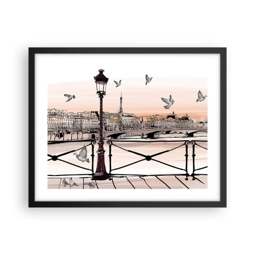 Poster in cornice nera - Sui tetti di Parigi - 50x40 cm