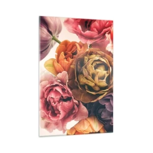 Quadro su vetro - Un mazzo di fiori vari dai colori intensi - 80x120cm - La festa della vita - Decorazione murale moderna per soggiorno e camera da letto ARTTOR