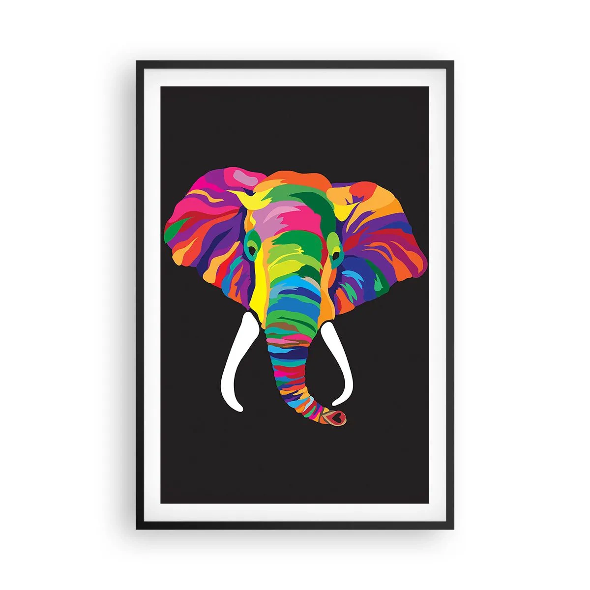 Poster in cornice nera - L'elefante che faceva il bagno nell'arcobaleno - 61x91 cm