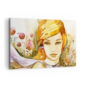 Quadro su tela - Stampe su Tela - Ritratto di donna dai colori acquerellati con sguardo intenso - 120x80cm - Sguardo di smeraldo, che calma l'ira - Decorazione murale moderna per soggiorno e camera da letto ARTTOR