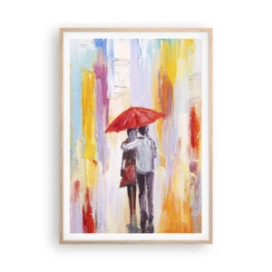 Poster in cornice rovere chiaro - Che piova ancora - 70x100 cm