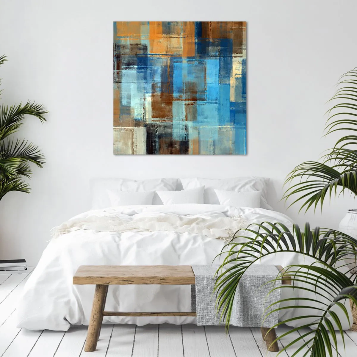 Quadro su tela - Stampe su Tela - Attraverso la tenda blu - 50x50 cm