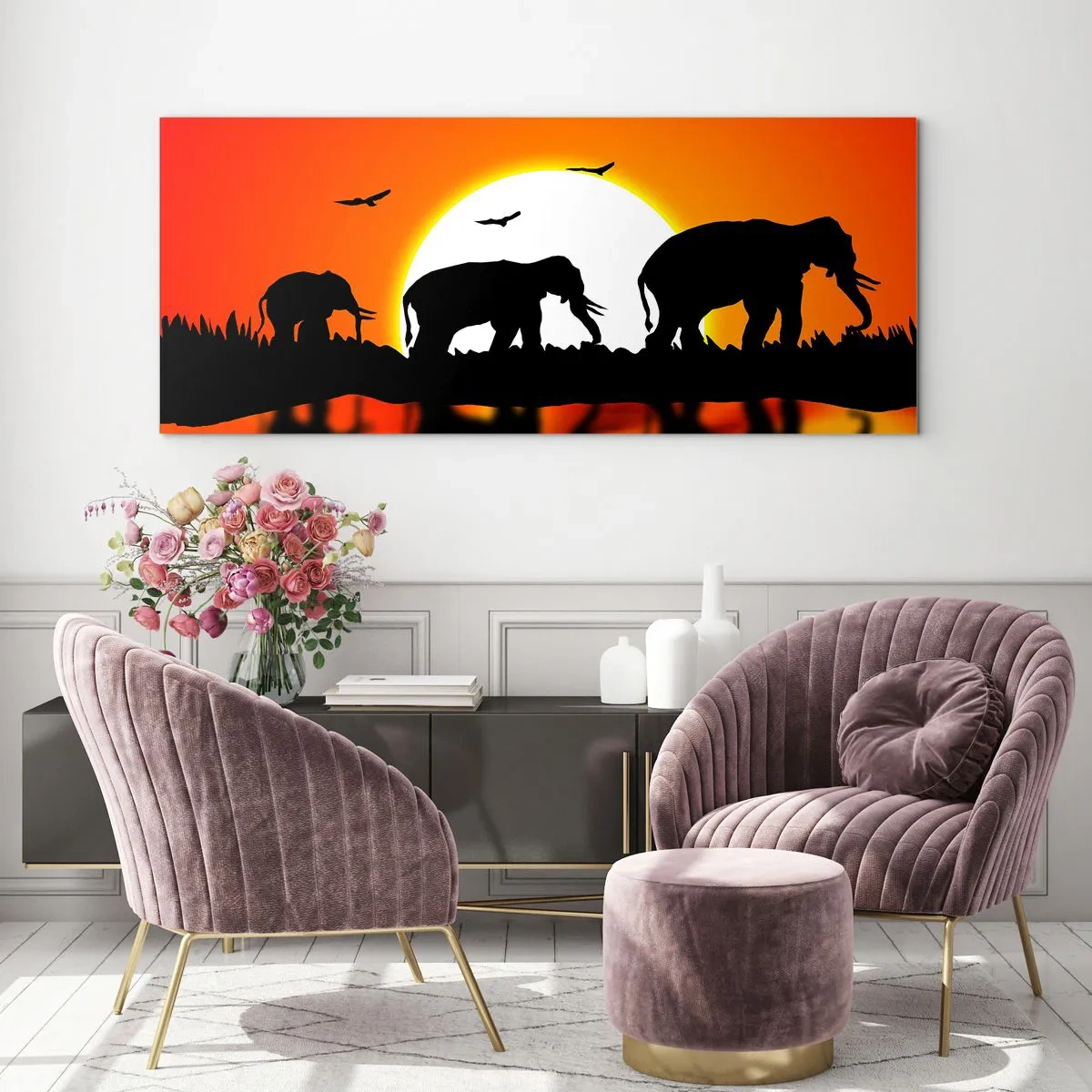 Quadro su vetro - Un piccolo drink la sera - 90x30 cm