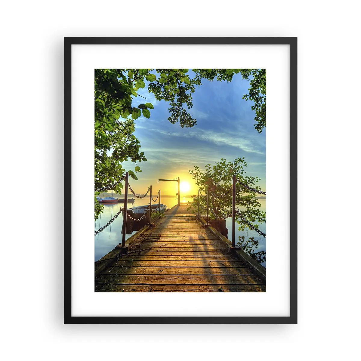 Poster in cornice nera - Tramonto sul lago - 40x50 cm