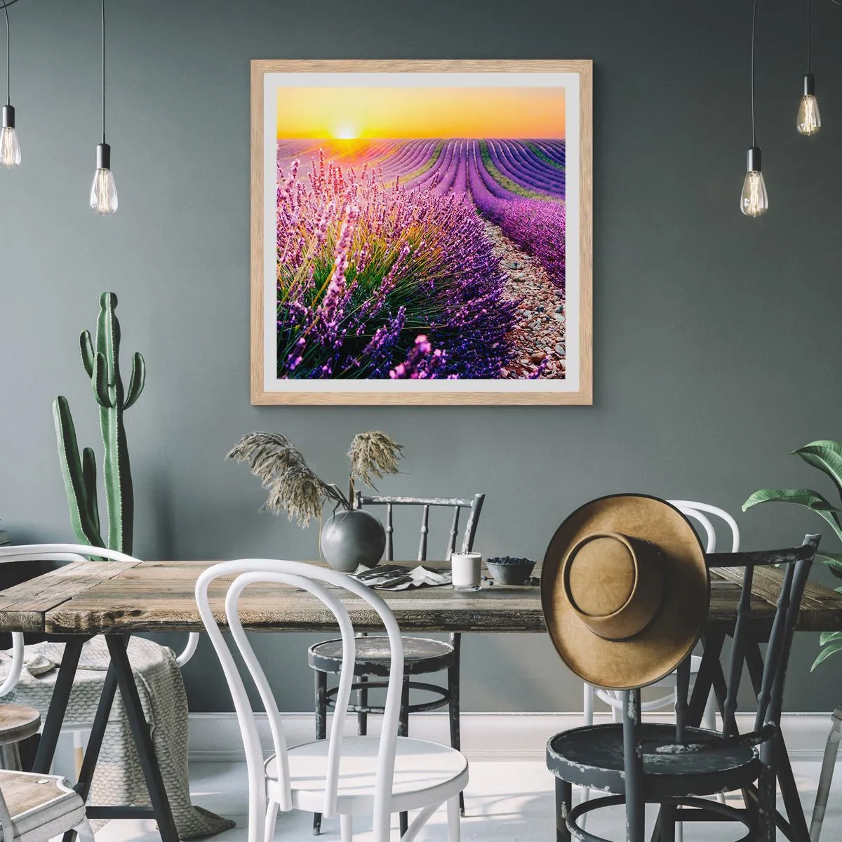 Poster in cornice rovere chiaro - Campo profumato - 40x40 cm