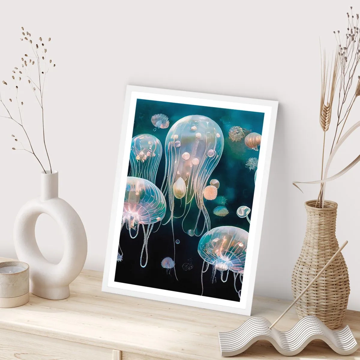 Poster in cornice bianca - Danza sottomarina - 40x50 cm