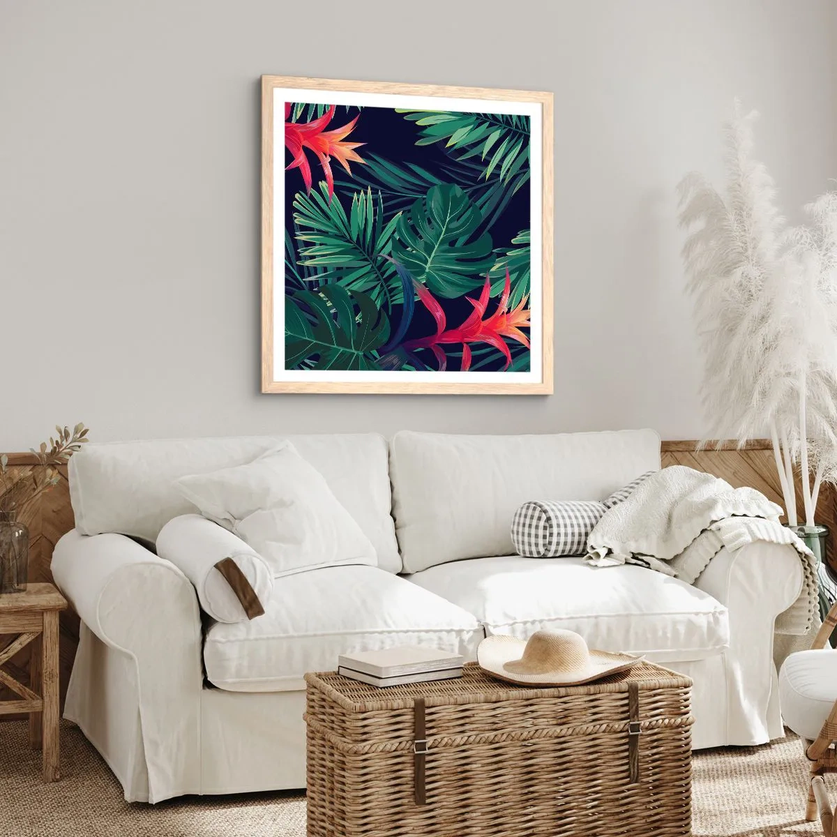 Poster in cornice rovere chiaro - Fiammante nel verde - 30x30 cm